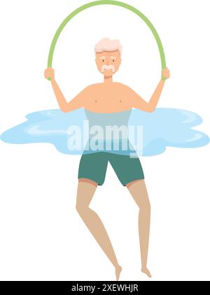 Uomo anziano godendo di aerobica in acqua, promuovendo un invecchiamento sano e uno stile di vita attivo Illustrazione Vettoriale