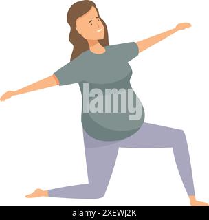 Donna incinta che pratica yoga, godendo di uno stile di vita sano durante la gravidanza Illustrazione Vettoriale