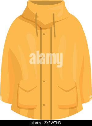Impermeabile giallo che protegge dal freddo e dalla pioggia, perfetto per attività all'aperto in autunno o in primavera Illustrazione Vettoriale