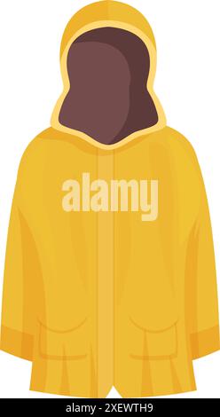 Impermeabile giallo impermeabile che protegge da freddo e pioggia, isolato su sfondo bianco Illustrazione Vettoriale