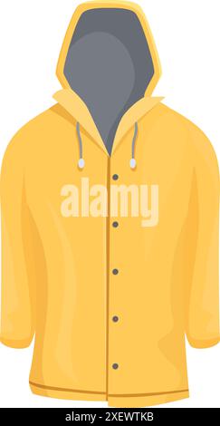 Impermeabile giallo con cappuccio che protegge dalla pioggia, perfetto per rimanere asciutto nelle giornate piovose Illustrazione Vettoriale