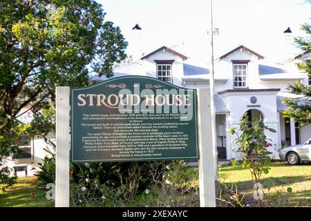 Stroud House, casa di proprietà patrimonio dell'umanità nel villaggio di Stroud, collegata alla Australian Agricultural Company, colonia britannica, Australia Foto Stock