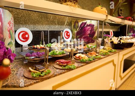Concetto di cibo a buffet all-inclusive in Turchia Foto Stock