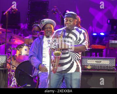 Damrosch Park Stage, Lincoln Center, Amsterdam Ave & W 62nd St, New York, NY 10023, 29 giugno 2024. George Clinton e Parliament Funkadelic si esibiscono al Damrosch Park Stage al Lincoln Center. Crediti: ©Julia Mineeva/EGBN TV News/Alamy Live News Foto Stock