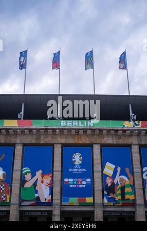 Berlino, Germania. 29 giugno 2024. L'Olympiastadion è stato visto al turno di UEFA Euro 2024 di 16 partite tra Svizzera e Italia a Berlino. Credito: Gonzales Photo/Alamy Live News Foto Stock