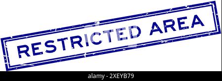Stampigliatura della guarnizione in gomma quadrata dell'area ristretta blu su sfondo bianco Illustrazione Vettoriale