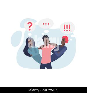 Disturbo bipolare mentale di personalità divisa, schizofrenia nell'illustrazione vettoriale del carattere maschile Illustrazione Vettoriale