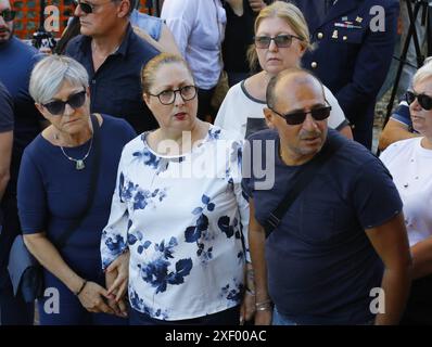 Rosciano - PESCARA - Rosciano - funerale di Christopher Thomas Luciani, il ragazzo ucciso da coetanei nel parco Baden Powell in provincia di Pescara, nella foto Giselle, zia di Thomas solo uso editoriale Foto Stock