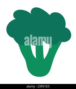 Broccoli elemento disegnato a mano. Semplice illustrazione a forma di doodle vegetale. Vegano crudo. Disegno di cibo vegetariano. Prodotto del mercato agricolo. Piatta vettoriale Illustrazione Vettoriale