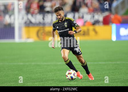 29 giugno 2024; Foxborough, ma, USA; l'attaccante dei Columbus Crew Diego Rossi (10) in azione durante il match MLS tra Columbus Crew e New England Revolution. Anthony Nesmith/CSM Foto Stock