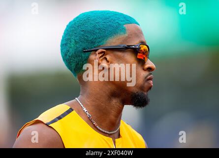 HENGELO - Isayah Boers durante la finale sui 400 metri del terzo giorno dei Campionati nazionali di atletica leggera nello Stadio FBK. ANP IRIS VAN DEN BROEK Foto Stock