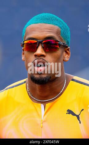 HENGELO - Isayah Boers durante la finale sui 400 metri del terzo giorno dei Campionati nazionali di atletica leggera nello Stadio FBK. ANP IRIS VAN DEN BROEK Foto Stock