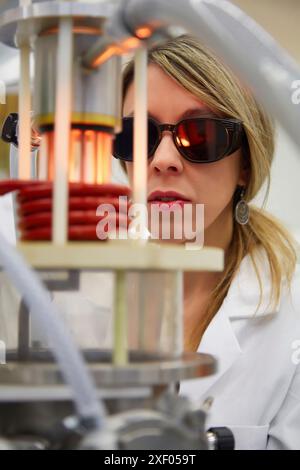 Apparecchiatura di levitazione del vuoto assistita da un forno a induzione, l'apparecchiatura di levitazione del vuoto da 100-1000 g comprende crogiolo, bobina e stampo Foto Stock