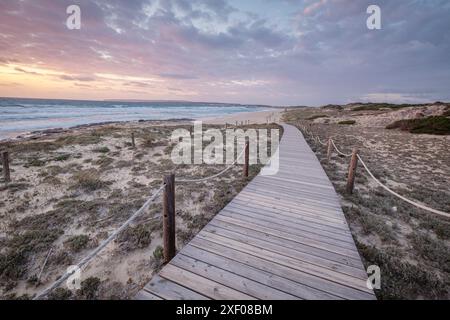 Spiaggia di Llevant, Formentera, Isole Pitiusas, Comunità Balearic, Spagna. Foto Stock