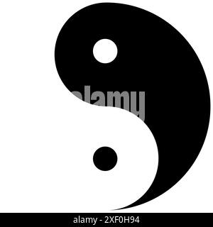 Simbolo cinese Ying Yang che rappresenta 2 forze opposte isolate su sfondo bianco Illustrazione Vettoriale