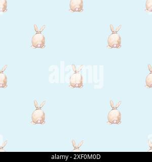Motivo senza cuciture con coniglietto pasquale ad acquerello Foto Stock