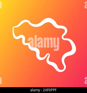 Mappa bianca del Belgio su sfondo sfumato arancione e viola. Illustrazione Vettoriale