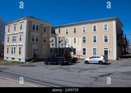 Ingresso al Park Hall presso la St. Stephen's University sulla Main Street di St. Stephen, New Brunswick, Canada Foto Stock