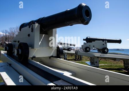 Cannoni esposti al Centennial Park di St. Andrews, New Brunswick, Canada Foto Stock