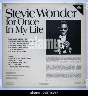 Back cover di for Once in My Life, il nono album in studio di Stevie Wonder, pubblicato nel 1968 Foto Stock