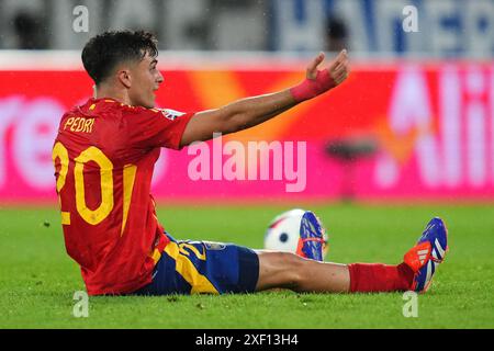 Colonia, Germania. 30 giugno 2024. Pedri di Spagna durante la partita di UEFA Euro 2024 tra Spagna e Georgia, turno di 16, giocata al Rhein energie Stadium il 30 giugno 2024 a Colonia, Germania. (Foto di Bagu Blanco/PRESSINPHOTO) credito: PRESSINPHOTO SPORTS AGENCY/Alamy Live News Foto Stock