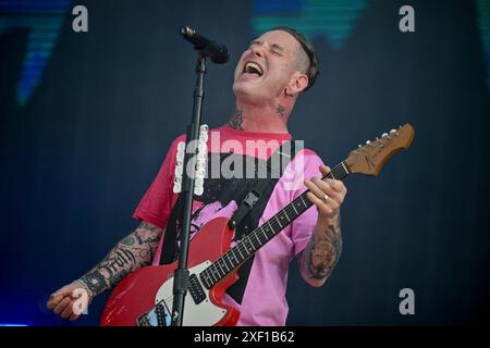 Clisson, Francia. 30 giugno 2024. Corey Taylor si esibisce dal vivo sul palco all'Hellfest Open Air Festival di Clisson, in Francia, il 30 giugno 2024. Foto di Julien Reynaud/APS-Medias/ABACAPRESS. COM credito: Abaca Press/Alamy Live News Foto Stock