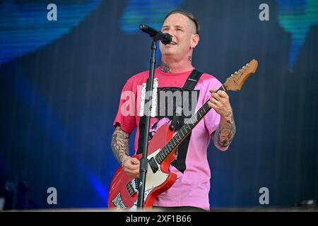 Clisson, Francia. 30 giugno 2024. Corey Taylor si esibisce dal vivo sul palco all'Hellfest Open Air Festival di Clisson, in Francia, il 30 giugno 2024. Foto di Julien Reynaud/APS-Medias/ABACAPRESS. COM credito: Abaca Press/Alamy Live News Foto Stock