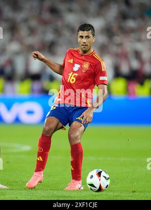 Rodri di Spagna durante la partita UEFA Euro 2024, al round di 16 allo Stadio di Colonia, Germania. Data foto: Domenica 30 giugno 2024. Foto Stock