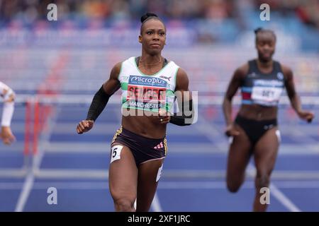 Manchester, Inghilterra sabato 29 giugno 2024. Cindy Sember durante i Microplus UK Athletics Championships presso la Manchester Regional Arena, Manchester, Inghilterra, sabato 29 giugno 2024. (Foto: Pat Scaasi | mi News) crediti: MI News & Sport /Alamy Live News Foto Stock