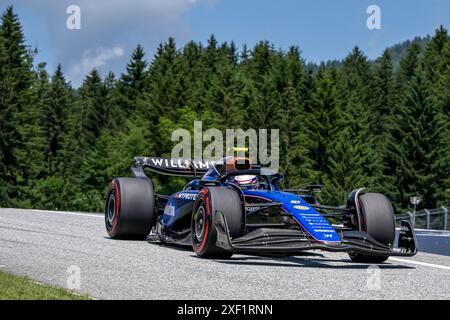 Spielberg, Austria, giugno 28, Logan Sargeant, dagli Stati Uniti gareggia per la Williams Racing. Qualifica, 11° round del campionato di Formula 1 2024. Crediti: Michael Potts/Alamy Live News Foto Stock