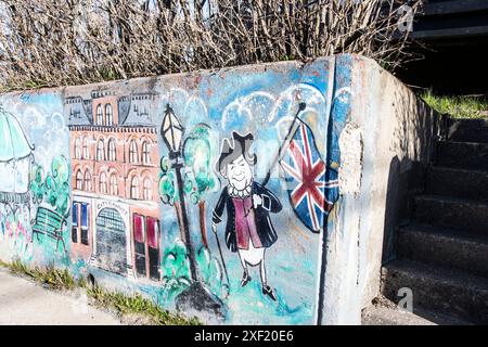 Saint imponente murale su Loch Lomond Road a Saint John, New Brunswick, Canada Foto Stock