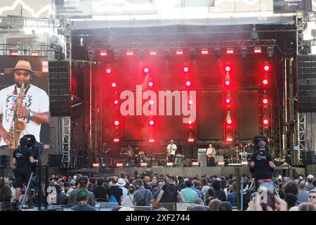 Montreal, Canada. 30 giugno 2024. Butcher Brown si esibisce sul palco al Montreal International Jazz Festival Credit; Richard Prudhomme/Alamy Live News Foto Stock