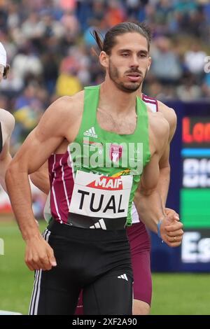 Angers, Francia. 29 giugno 2024. TUAL Gabriel Us Talence SCALDA 800 M UOMINI durante i Campionati francesi di atletica leggera 2024 il 29 giugno 2024 allo Stade du Lac de Maine di Angers, Francia. Foto di Laurent Lairys/ABACAPRESS. COM credito: Abaca Press/Alamy Live News Foto Stock