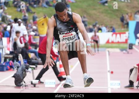 Angers, Francia. 29 giugno 2024. HODEBAR Enzo Efcvo - S/l Esme us Deuil FINALE TRIPLE SAUT MASCHILI durante i Campionati francesi di atletica leggera 2024 il 29 giugno 2024 allo Stade du Lac de Maine di Angers, Francia - Photo Laurent Lairys/PANORAMIC Credit: Abaca Press/Alamy Live News Foto Stock