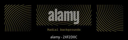 Irradiazione di onde sonore o vibrazioni circolari sulla superficie dell'acqua. Sfondi a strisce circolari o impostate. Schema radiale astratto. Quadrato e. Illustrazione Vettoriale