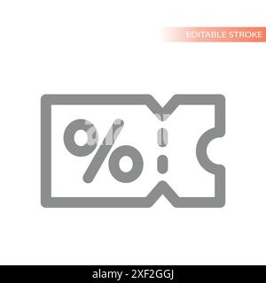 Buono sconto con segno di percentuale. Vendita, prezzo fuori dalla linea del vettore voucher. Illustrazione Vettoriale