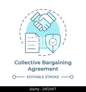 Icona di concetto blu morbido del contratto di contrattazione collettiva Illustrazione Vettoriale