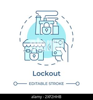 Icona Concept blu con blocco Illustrazione Vettoriale