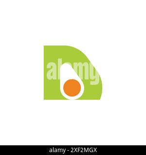lettera d astratto avocado vettoriale con logo colorato Illustrazione Vettoriale