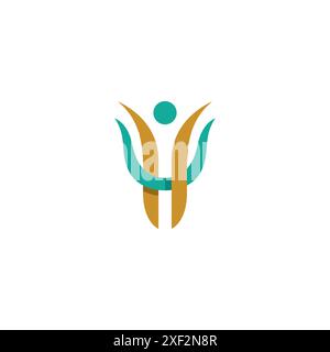 Letter UH People Logo Vector. Vettore icona HU Illustrazione Vettoriale