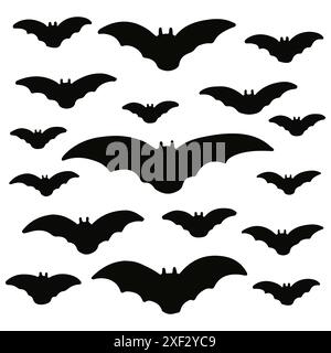 silhouette black pipistrelli Illustrazione Vettoriale