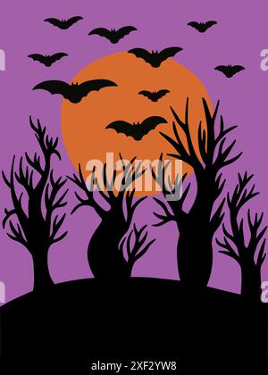 Illustrazione piatta del vettore luna di Halloween Illustrazione Vettoriale