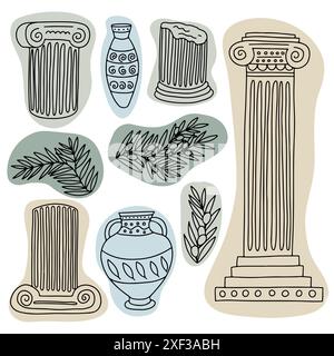 Set di antiche colonne in marmo Illustrazione Vettoriale