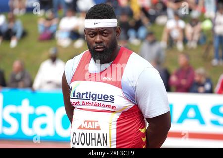 Angers, Francia. 29 giugno 2024. Lolassonn Djouhan, Discus maschile lancia durante i Campionati francesi di atletica leggera 2024 il 29 giugno 2024 allo Stade du Lac de Maine di Angers, Francia - foto Laurent Lairys/DPPI Credit: DPPI Media/Alamy Live News Foto Stock