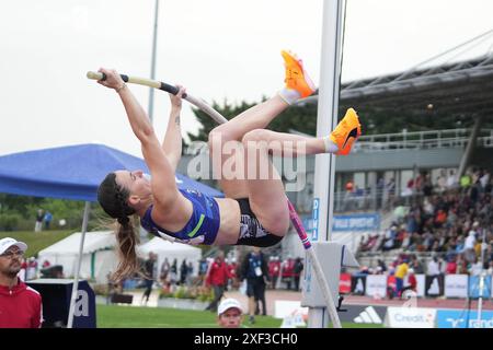 Angers, Francia. 29 giugno 2024. Ninon Chapelle, Pole Vault femminile durante i Campionati francesi di atletica leggera 2024 il 29 giugno 2024 allo Stade du Lac de Maine di Angers, Francia - foto Laurent Lairys/DPPI Credit: DPPI Media/Alamy Live News Foto Stock