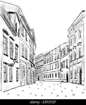 Schizzo della città. illustrazione vettoriale disegnata a mano Illustrazione Vettoriale