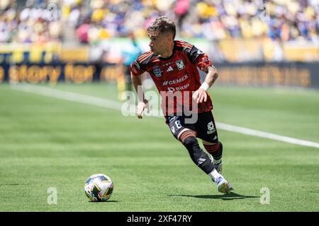 Fernando Gorriarán (8), centrocampista del Tigres UANL durante la partita del Campeón de Campeones 2024 contro l'América, domenica 30 giugno 2024, al Dignity Health Foto Stock