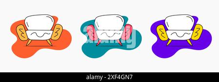 Set di icone vettoriali sedia o divano. Un posto dove rilassarsi a casa. Divano in stile piatto. Illustrazione Vettoriale