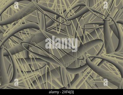 Sfondo ondulato dalle tonalità dorato-grigio-marrone per interni o copertine. Texture lineare e stampabile per concept aziendali, stampe e piastrelle Foto Stock