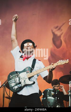 Il chitarrista americano Ton Morello si è esibito al Copenhell Festival 2024. Credito: Andrea Pinna Foto Stock